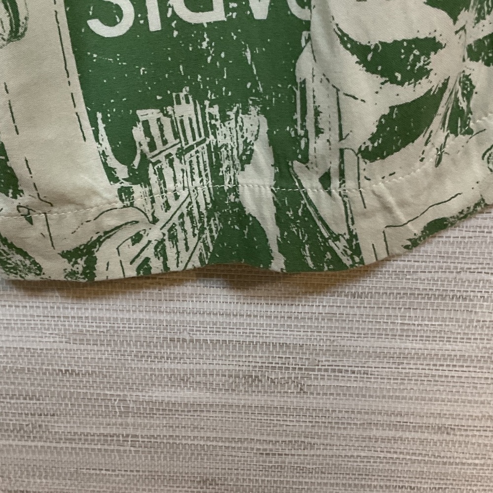 Urban Outfitters Wide Leg Printed Green Cream Beach Pants Large Flowy - Picture 10 of 11